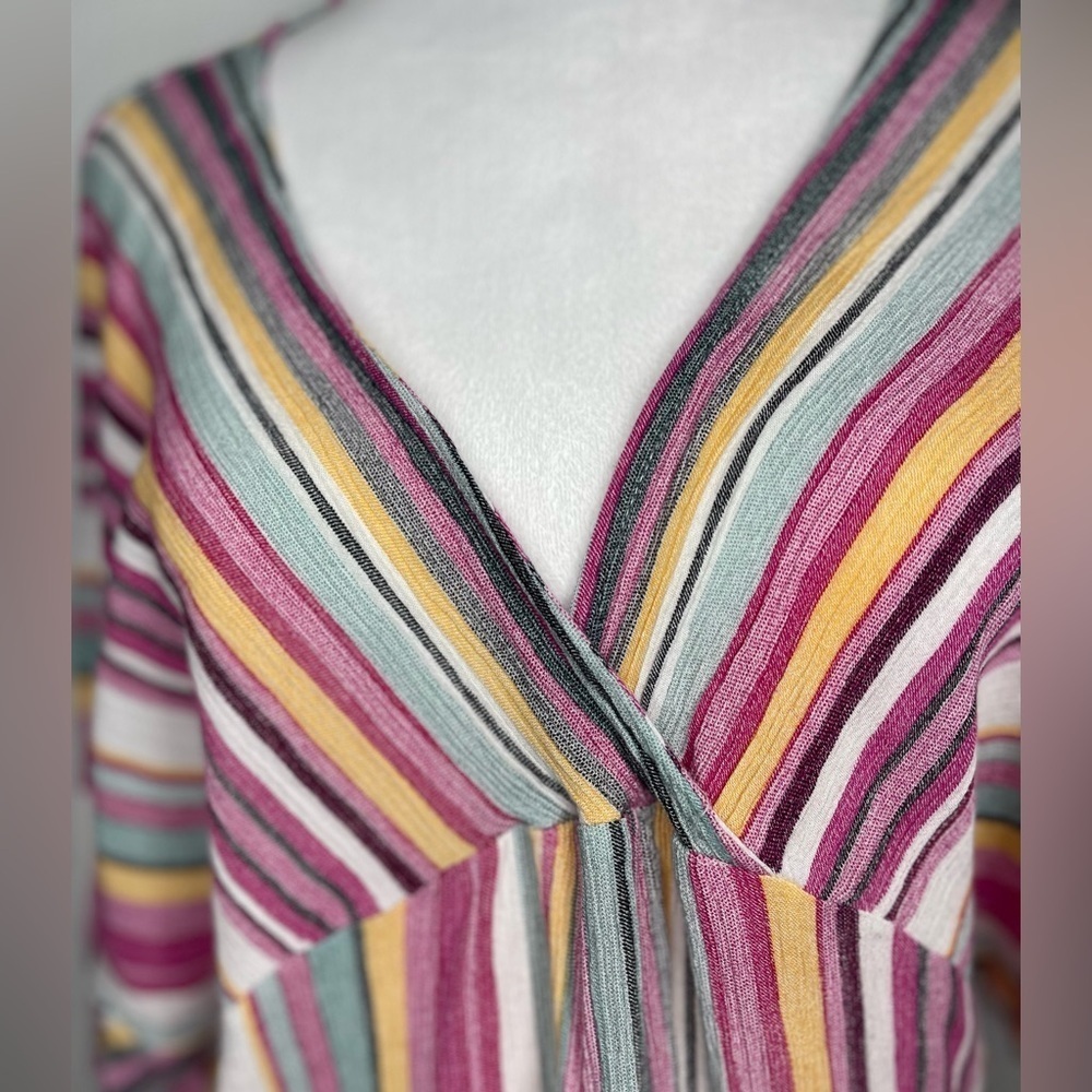 Kori Multicolor Striped Tunic Tassels Lightweight Summer Resort  Size Medium - Picture 6 of 15